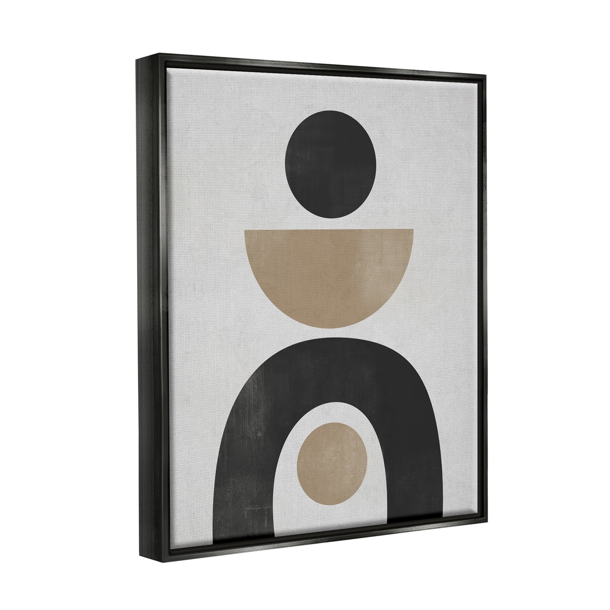 Stupell Industries Black & Beige Arch Shapes Abstract Painting Black Floater Framed Canvas Art Print Wall Art, 17 x 21