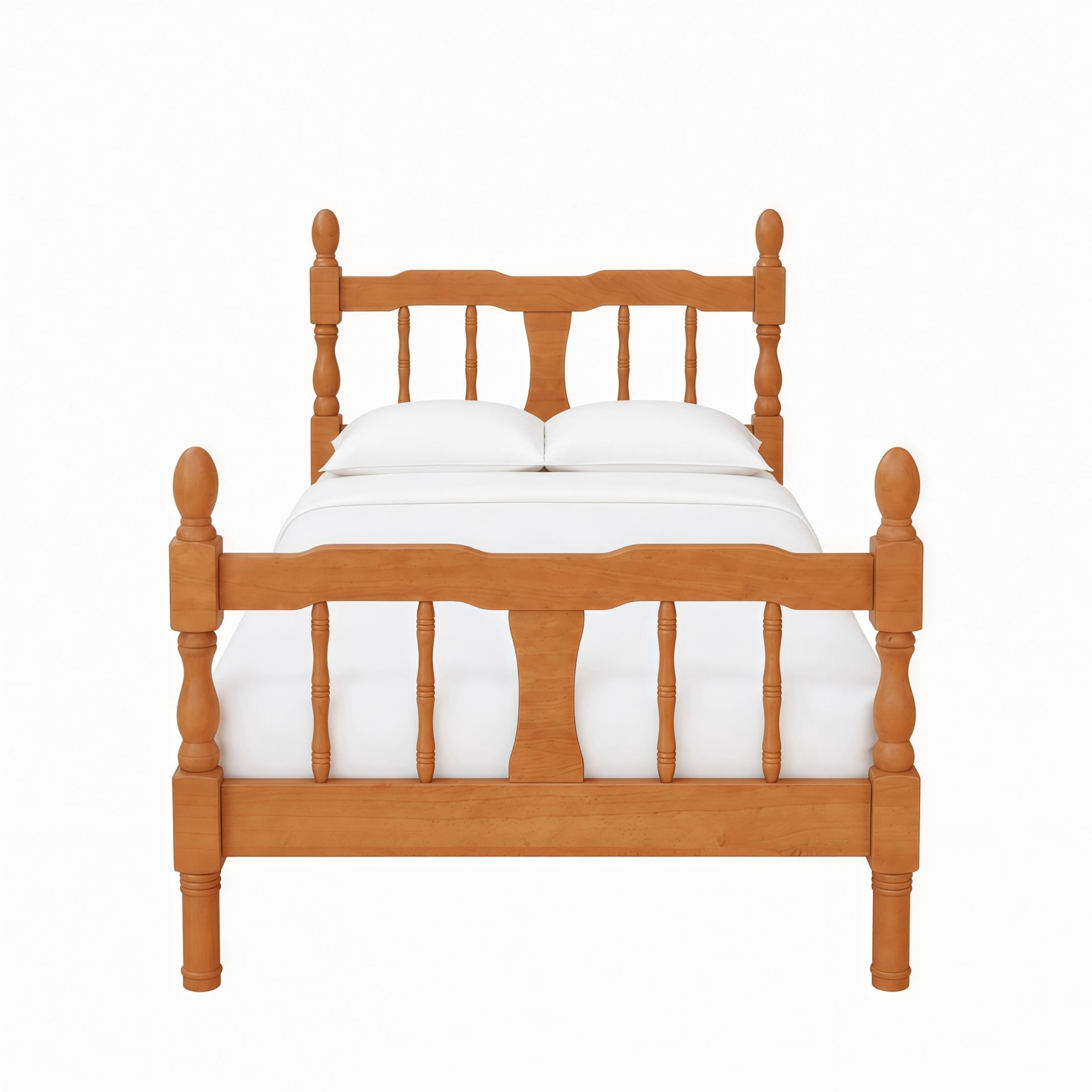 GDF Studio Betty Twin Size Wooden Platform Bed Frame with Spindle Headboard, Traditional Farmhouse Style, Walnut