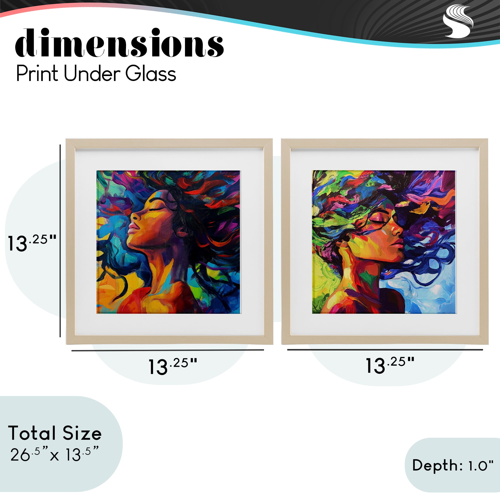 Stupell Industries Radiant Flow Of Colors 2 Piece Birch Framed Print Under Glass Set, design by Svetlana Aleynikova