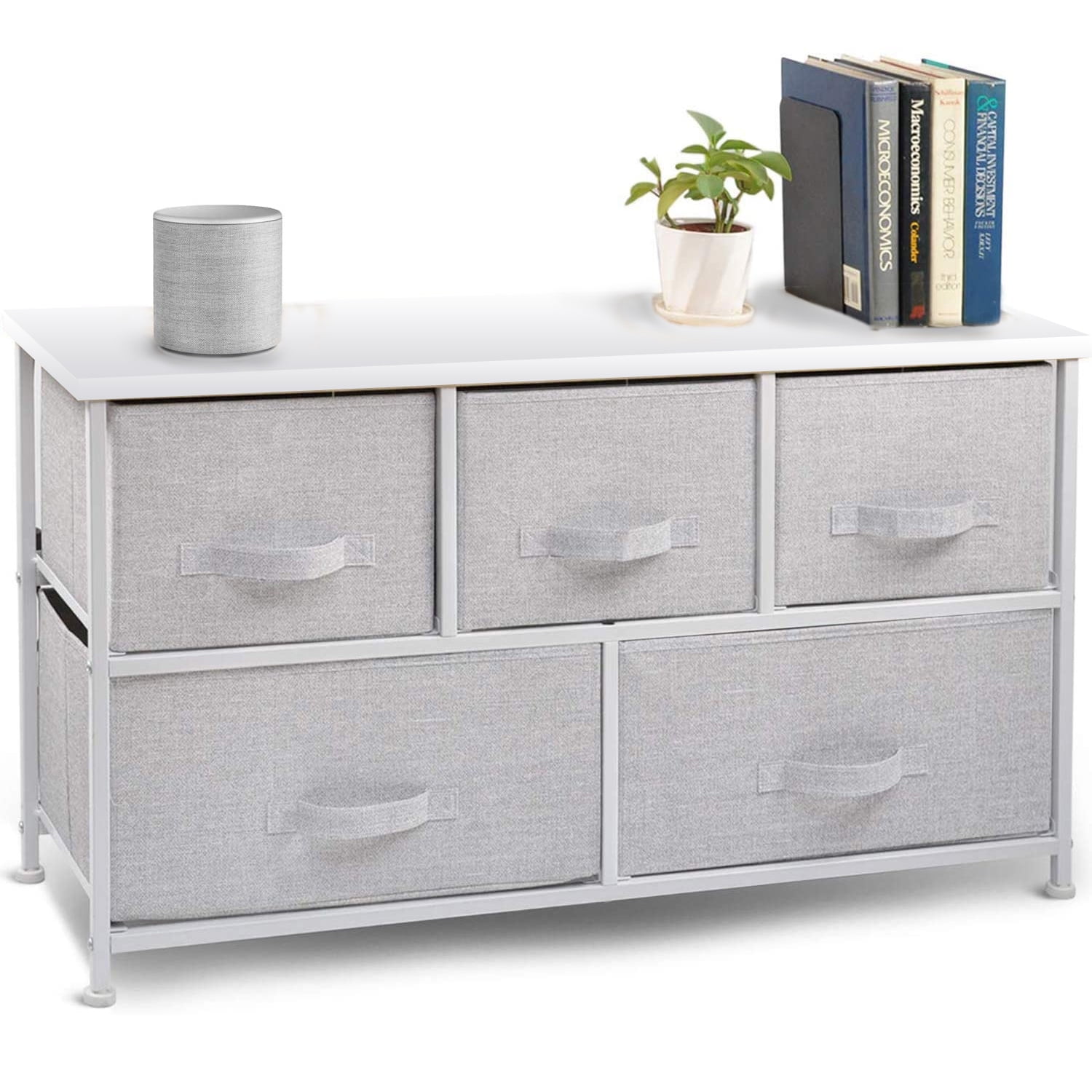 5 Drawer Dresser for Bedroom with Storage Cubby Fabric Dresser Drawer