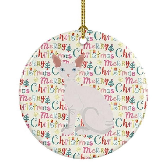 Sphynx Cat Christmas Ceramic Ornament 2.8 in x 2.8 in