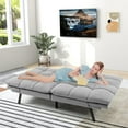 thumbnail image 3 of Giantex Convertible Sofa Bed, Memory Foam Futon Bed w/Adjustable Backrest & Armrests, Upholstered Folding Couch Sleeper for Small Space, Grey, 3 of 10