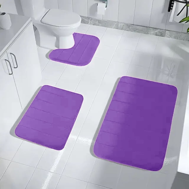 YAOMOBB U-shaped Toilet Carpet 3 Pieces Bath Mat Set Water Absorption Non Slip Quick Dry Toilet Mat Microfiber Bathroom Mat