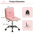 thumbnail image 4 of Furniliving Furniliving Modern Armless Office Chair, Adjustable Swivel Office Desk Chair with Wheels PU Leather Task Chair for Home Office, Pink, 4 of 9