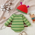thumbnail image 6 of SUYOLL Infant Girls Bodysuit Long Sleeve Striped Romper Bodysuits Hat Set Trendy Clothes, 6 of 6
