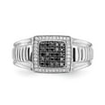 thumbnail image 4 of Real 14kt White Gold Black and White Diamond Mens Ring Size: 10; for Adults and Teens; for Women and Men, 4 of 5