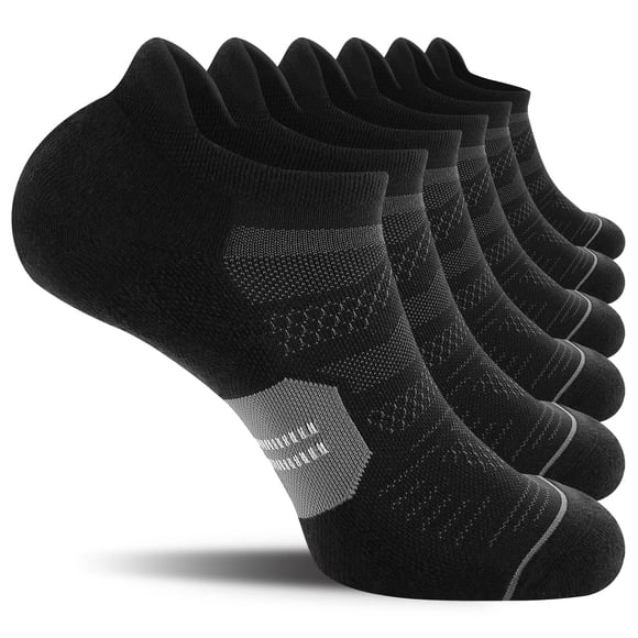 Calcetines para correr CelerSport para hombre, paquete de 6, color negro y gris
