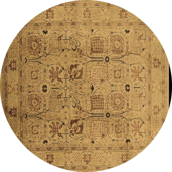 Ahgly Company Indoor Round Oriental Brown Traditional Area Rugs, 5' Round
