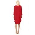 thumbnail image 4 of Women's Elegant Plus Size Loose Fit Dress Side Draped Dolman Sleeve Midi, 4 of 4