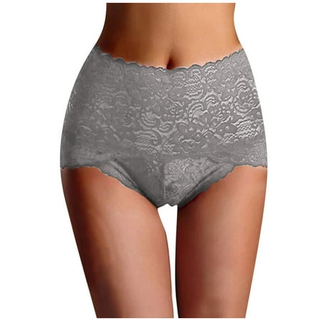 

ZHUASHUM Women High Waist Hollow Out Panties Lace Floral Briefs