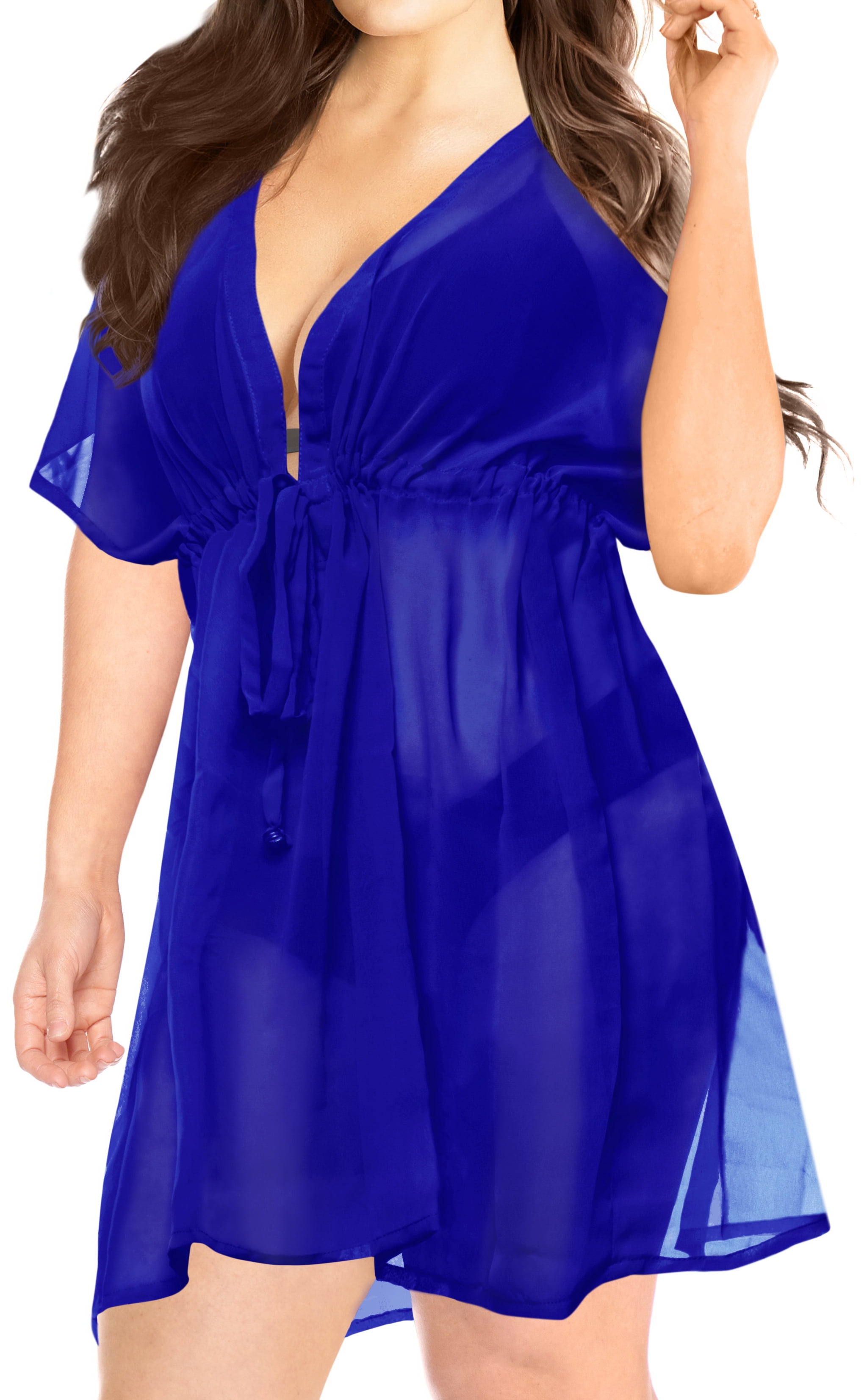 LA LEELA Womens Swimsuit Bikini Stylish Beach Cover Up Kaftan Solid Plain A