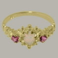 thumbnail image 6 of LBG British Made 9k Yellow Gold Womens Ring Natural Opal & Pink Tourmaline Anniversary Ring - 33 size options - Size 7.5, 6 of 9