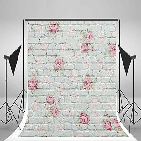 NK HOME Studio Photo Video Photography Backdrops 3x5ft Rose Painted White Brick Wall Printed Vinyl Fabric Background Screen