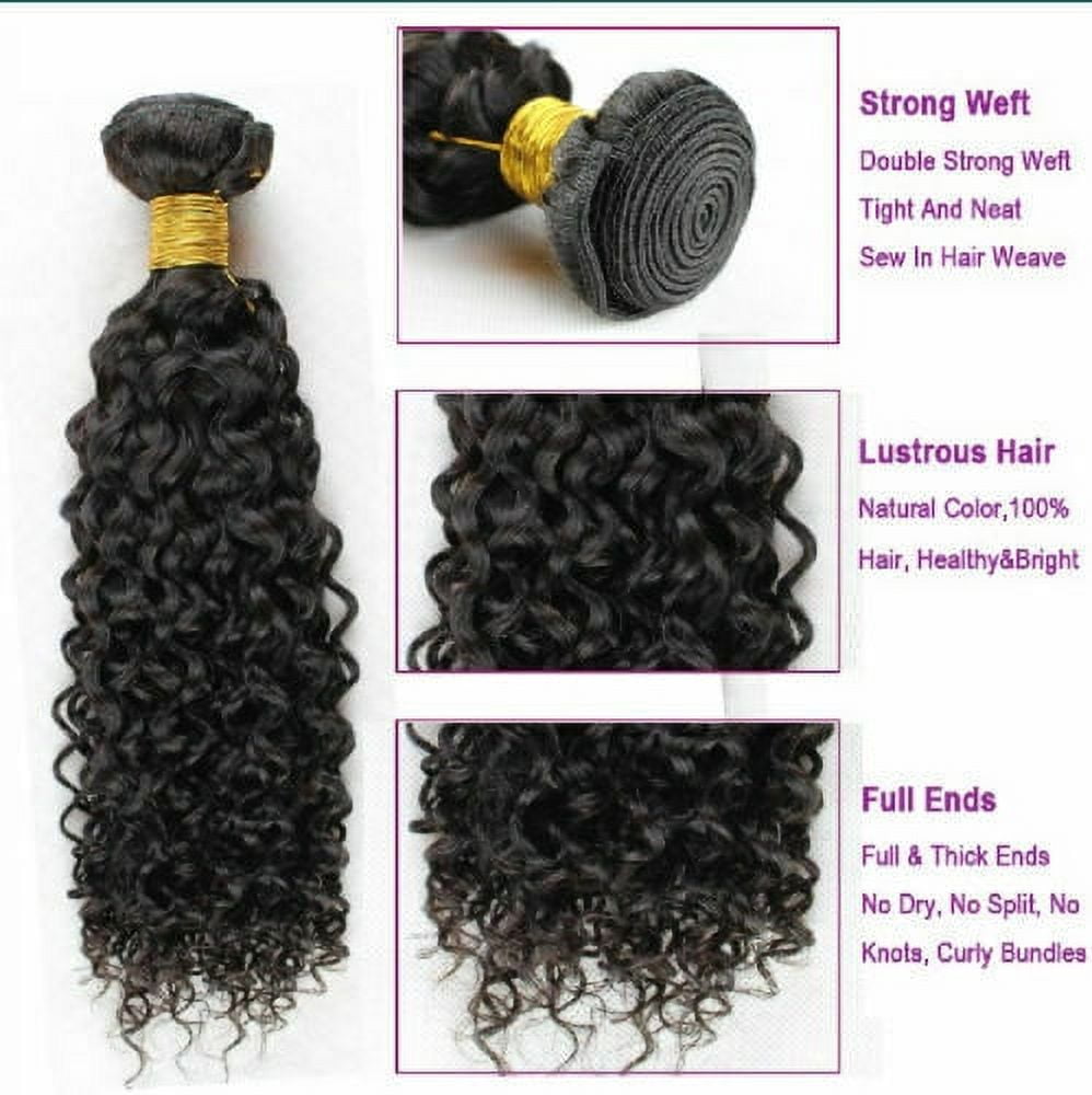 USTAR Unprocessed Remy 9A Human Hair Weave Jerry Curly Natural Black Color 1B - 24,24,26 INCH (3 Bundles)