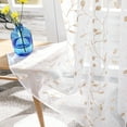 thumbnail image 4 of Deconovo Patterned Sheer Curtains 54 inch Length, Floral Leaves Embroidered Voile for Bathroom - 2 Panels, Each 52x54 in, Beige, 4 of 7