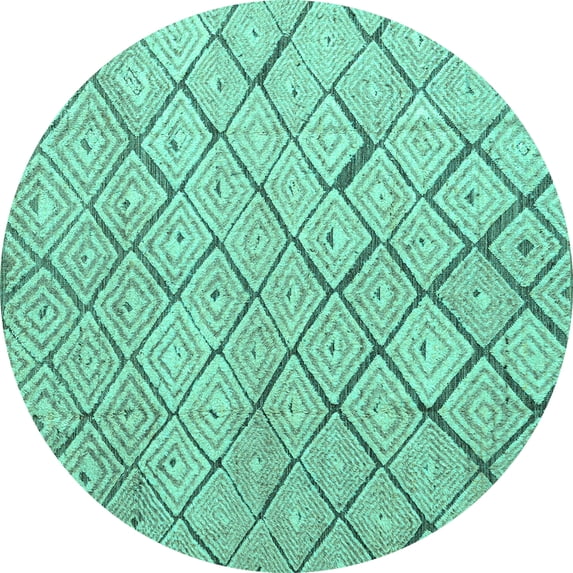 Ahgly Company Indoor Round Abstract Turquoise Blue Modern Area Rugs, 6' Round