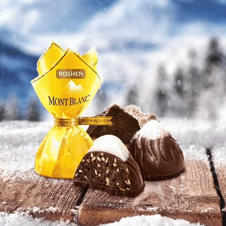 Roshen Mont Blanc Yellow with Sesame and White Chocolate, Kosher