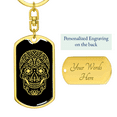 thumbnail image 3 of Calavera Mexican Sugar Skull 131 Stainless Steel or 18k Gold Premium Swivel Dog Tag Keychain, 3 of 16