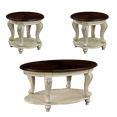 thumbnail image 5 of Hassch Living Room Coffee Table Set of 3, Oval Coffee Table, 2 Sofa Side Table, 3-Piece Table Set with Storage Shelf, Beige, 5 of 9