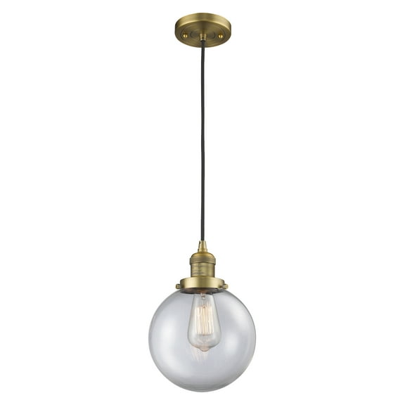 Innovations 1-LT Vintage LED Beacon 8" Mini Pendant - Brushed Brass - 201C-BB-G202-8-LED