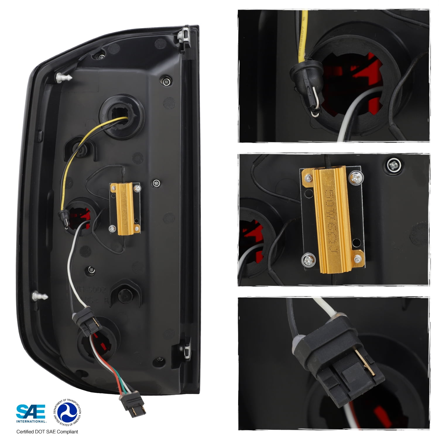 AKKON - Fits 2014-2021 Toyota Tundra [Full LED] Tube Signal Reverse Swithback Mirror 3D Brake Black Tail Lights Pair