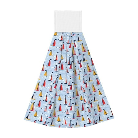 

Zufioo Sailboats And Seagulls Print Coral Fleece Velcro Hand Towel Hangable Absorbent Hand Towel Suitable for Kitchen Bathroom Household Items