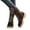 Brown, variant on POROPL Winter Boots for Women Mid Calf Chunky Suede Leather Lace Up Shoes,Size 4.5