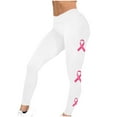 thumbnail image 2 of VBTAPA Pink Ribbon Leggings for Women Breast Cancer Awareness Ultra Soft Yoga Pants Fight The Cancer Inspiration Tights Lightweight 4 Way Stretch Workout Bottoms Novelty Gifts of Today White M, 2 of 5