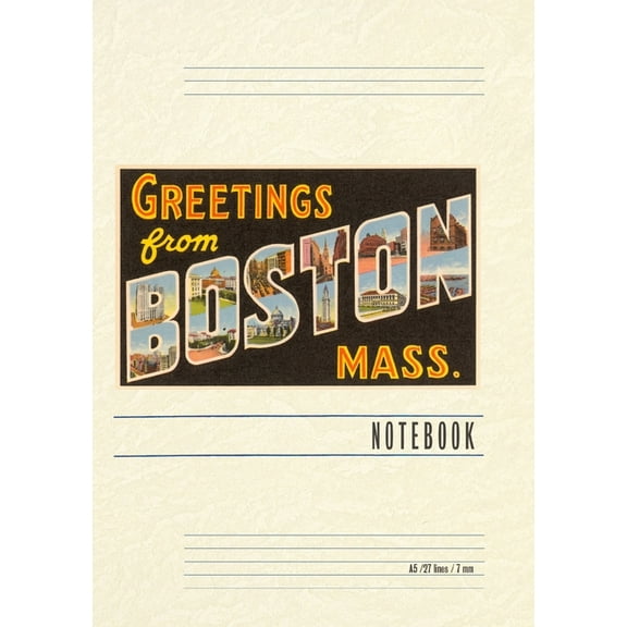 Vintage Lined Notebook Greetings from Boston, Mass., (Paperback)