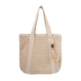 thumbnail image 2 of NexTorq Large Straw Beach Tote Bags for Women Woven Boho Handmade Shoulder Handbags for Summer Vacation Travel with Tassels, Beige, 2 of 7