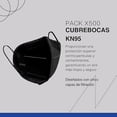 thumbnail image 2 of Pack de 500 Cubrebocas KN95 | Color Negro | Cubre Bocas Protección Alta Eficiencia 5 Capas de Filtración | Face Mask Ajuste Cómodo y Seguro, 2 of 6