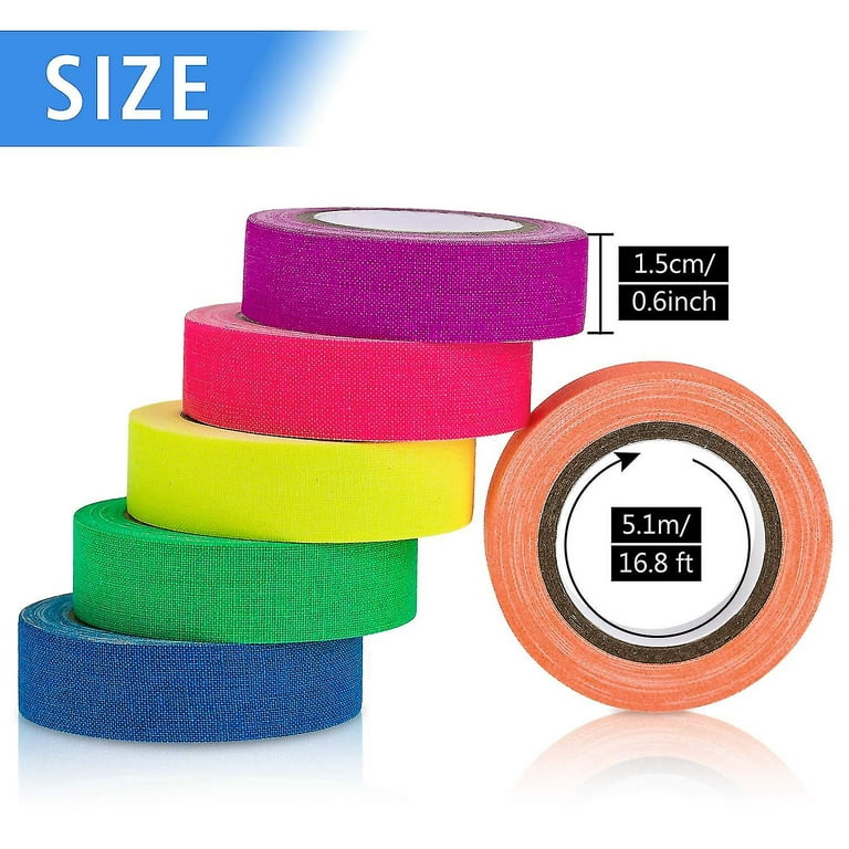 Hibalala 6 Colors Neon Gaffer Cloth Tape, Fluorescent Uv Blacklight Glow In  The Dark Tape For Uv Party 15Mm*5M 