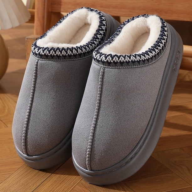 Nuevas zapatillas de plataforma mullidas a la moda para mujer, zapatos cálidos de algodón de felpa para invierno 20224, Zapatillas de casa Unisex antideslizantes cómodas para mujer
