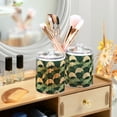 thumbnail image 3 of Yayeee 2 Pack Qtip Holder Bathroom Cotton Swab Canister with Lid Clear Dispenser Set, Green Abstract Shapes, 3 of 6