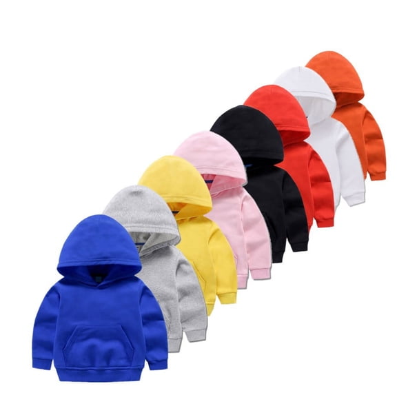 Uccdo 1-8T Toddler Boys Girls Cotton Solid Sweatshirt Hoodies, Kids Cute Hooded Tops Pullover Fall Winter Clothes
