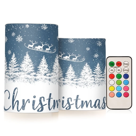 BZSMCE Flameless Candles LED Lights Three Reindeer Soaring on Snowflake Pattern Creativity Battery Candles