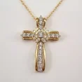 thumbnail image 3 of 2Ct Round Cut Simulated Diamond Womens Cross Pendant 14K Yellow Gold Plated 925 Silver, 3 of 3