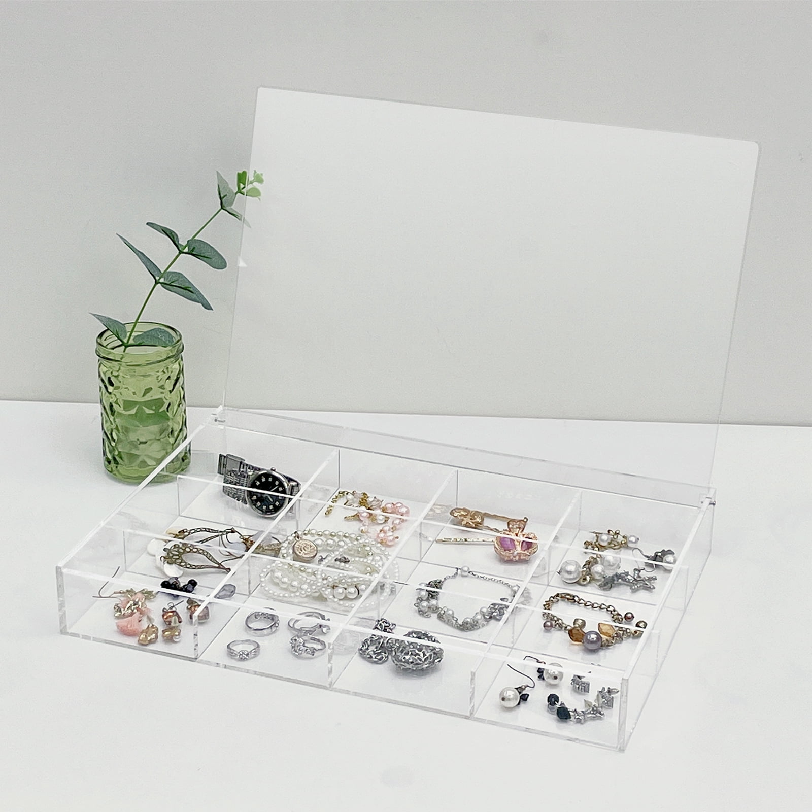 Clear 12-Compartment Divided Tray with Lid for Craft Storage by Bead Landing – 13.6" Tray for Organizing Beads - Jewelry Findings & Small Craft Supplies - 6 Pack