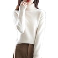 thumbnail image 4 of Suéter de invierno para mujer, 100% liso de Cachemira y visón, jerséis de punto con cuello alto, suéter de manga larga suave y cálido ajustado, 4 of 5