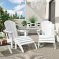 thumbnail image 3 of Polytrends  Laguna Hdpe All Weather Outdoor Patio Foldable Adirondack Chairs With Ottomans (5-Piece Set) White, 3 of 5