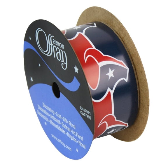 Texans Printed Ribbon 1-5/16-Inch Width, 12 Foot Spool