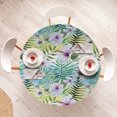 thumbnail image 4 of Ambesonne Tropical Fitted Round Tablecloth, Exotic Watercolor Flora, 45"- 56" Diameter, Pale Purple and Fern Green, 4 of 5
