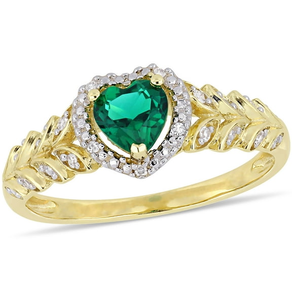 Everly Women's Created Emerald 10k Yellow Gold Ring