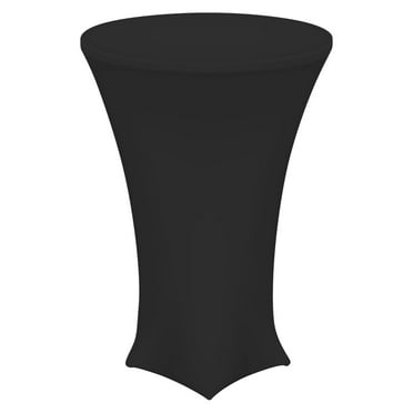 Round Cocktail Tablecloth 32" x 43", Highboy Spandex Stretch Tablecloth Table Cover, (Black)