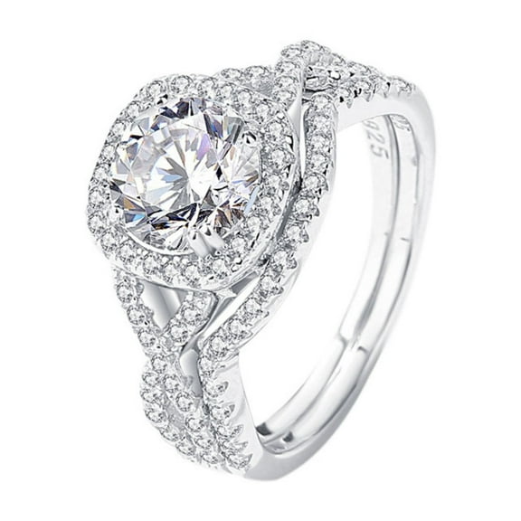 1.5ct Moissanite Engagement Rings for Women Round Cut D Color VVS1 Clarity Diamond Rings S925 Sterling Silver Rings Gifts Moissanite Wedding Bands with Certificate