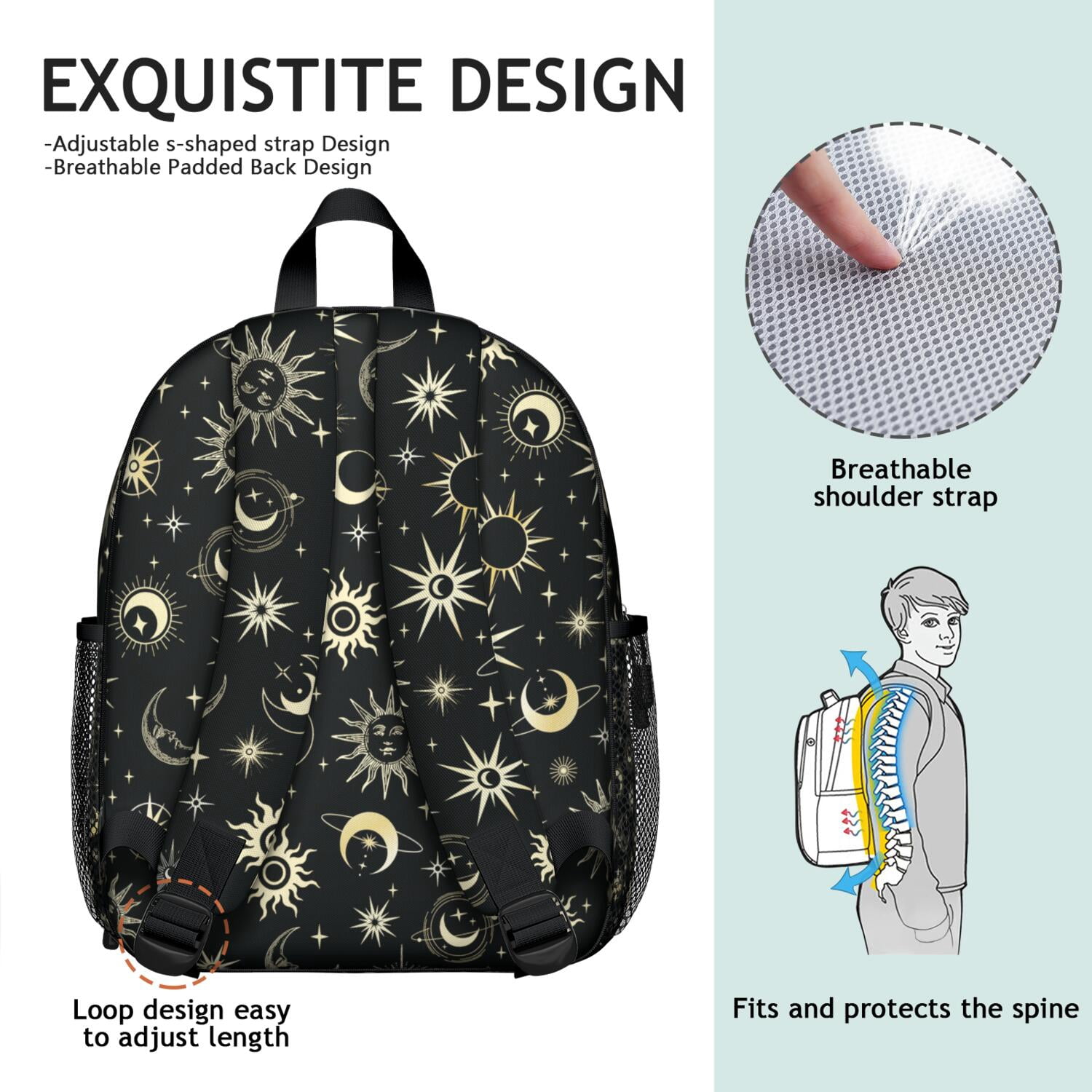 Dark Sky Student Backpack – Gothic Celestial Moon And Star 