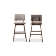 thumbnail image 3 of Baxton Studio Colton Mid-Century Modern Light Gray Fabric Upholstered and Walnut-Finished Wood Bar Stool, 3 of 5
