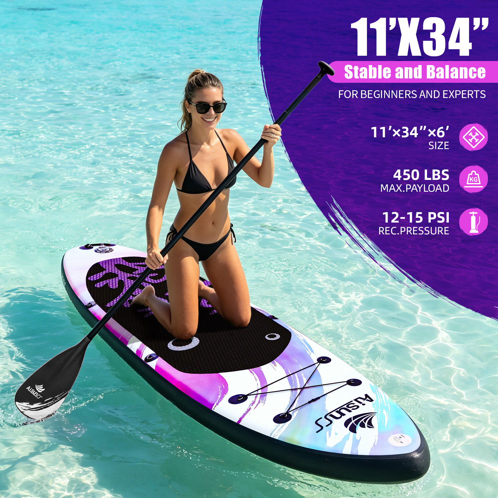AISUNSS 11-Foot Inflatable Stand Up Paddle Board photo 5