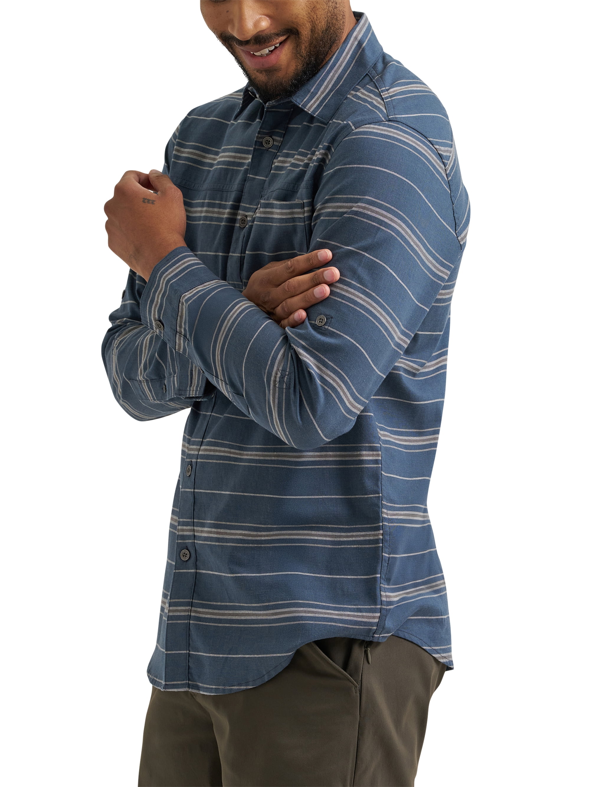 Wrangler Mens Long Sleeve Outdoor Single Pocket Shirt, Sizes S-3XL