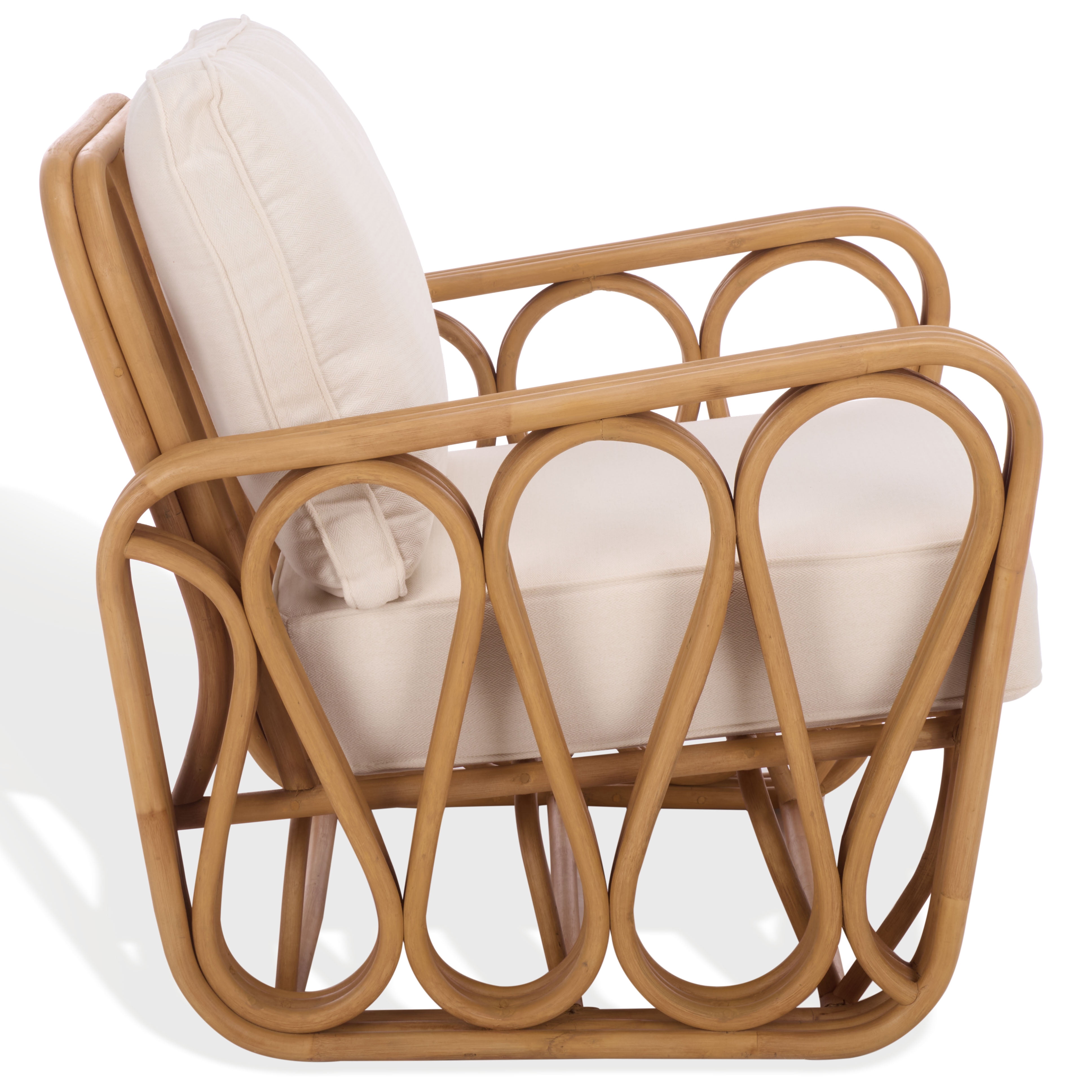 Safavieh Couture Malina Rattan Pole Modern Accent Chair, Natural/White